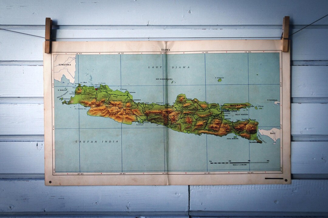1954 Vintage Java Map - Etsy Canada