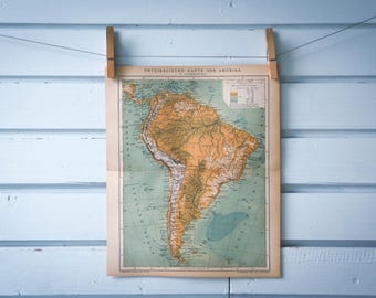 1893 Vintage South America Map