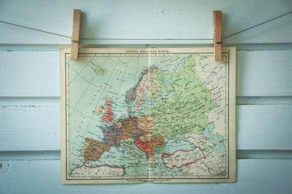 1951 Vintage Map of Europe