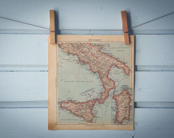 1929 Vintage South Italy Map