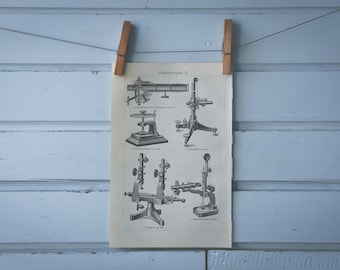 1907 Vintage Testing Instruments Lithograph Illustration