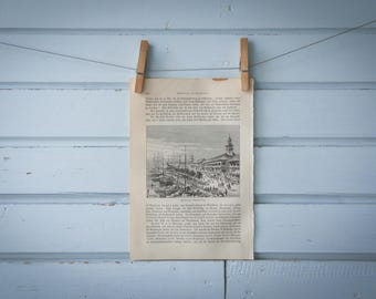 1897 Vintage Guayaquil Lithograph Illustration