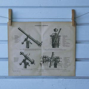 1890 Vintage Astronomy Instruments Lithograph Illustration