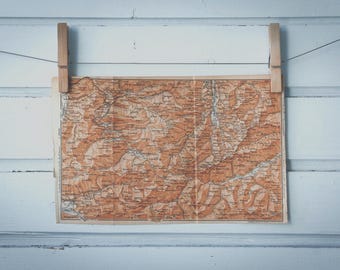 1903 Vintage East Bregenz Forest Mountains & South Allgäu Alps Map