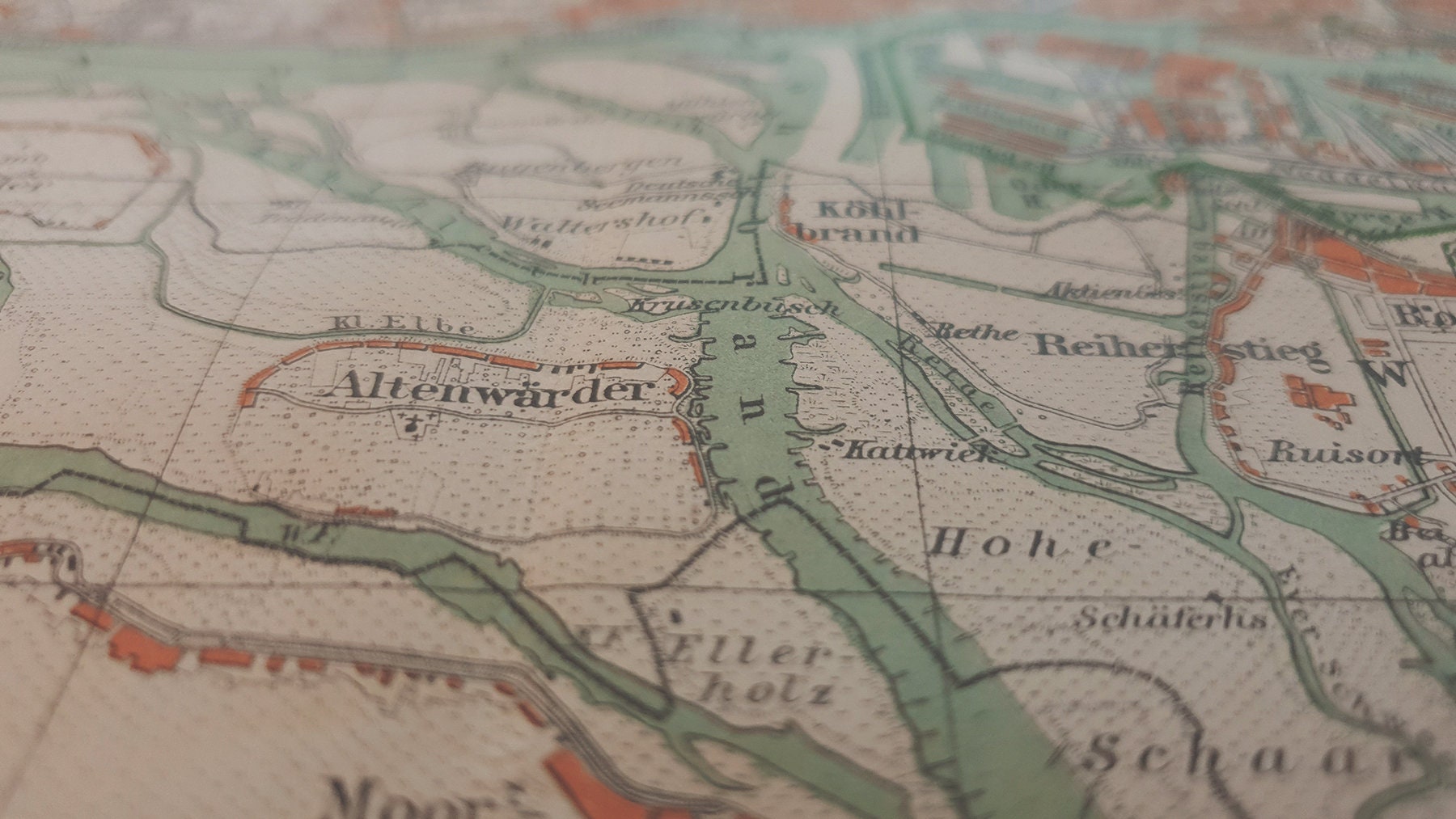 1907 Vintage Hamburg Map