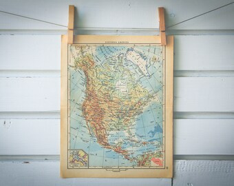 1956 Vintage North America Map