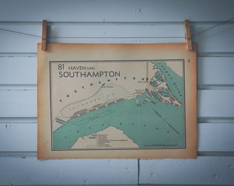 1941 Vintage Map of Southampton Harbour