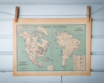 1941 Vintage Minerals Map of the Americas