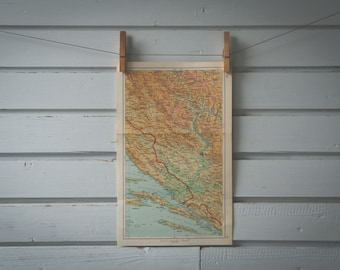 1961 Vintage Map of South Dalmatia & Herzegovina
