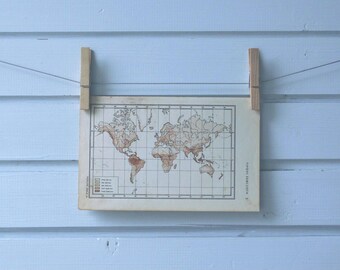 1956 Vintage World Rainfall Map