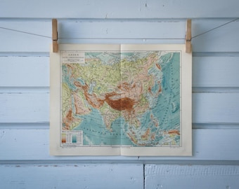 1907 Vintage Map of Asia