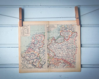1939 Vintage Netherlands & Poland Map