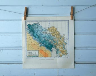 1971 Vintage Yugoslavia Rainfall Map