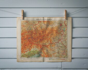 1928 Vintage Map of Eastern Alps