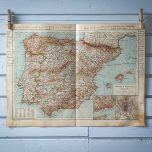 1904 Vintage Map of Spain