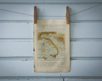 1916 Vintage Map of Italy