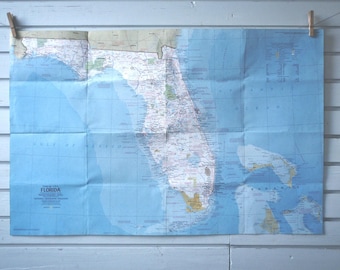 1973 Vintage National Geographic Map of Florida