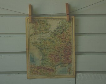 1951 Vintage Map of France