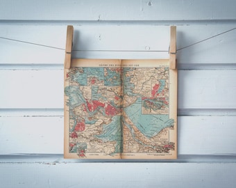 1925 Vintage Map of North Sea & Baltic Sea Main Ports