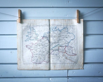 1859 Vintage Map of France & Germany During Roman Times