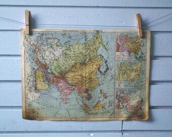 1930s Vintage Map of Asia