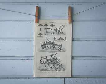 1907 Vintage Cultivator Lithograph Illustration