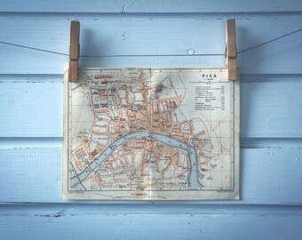 1926 Vintage Map of Pisa