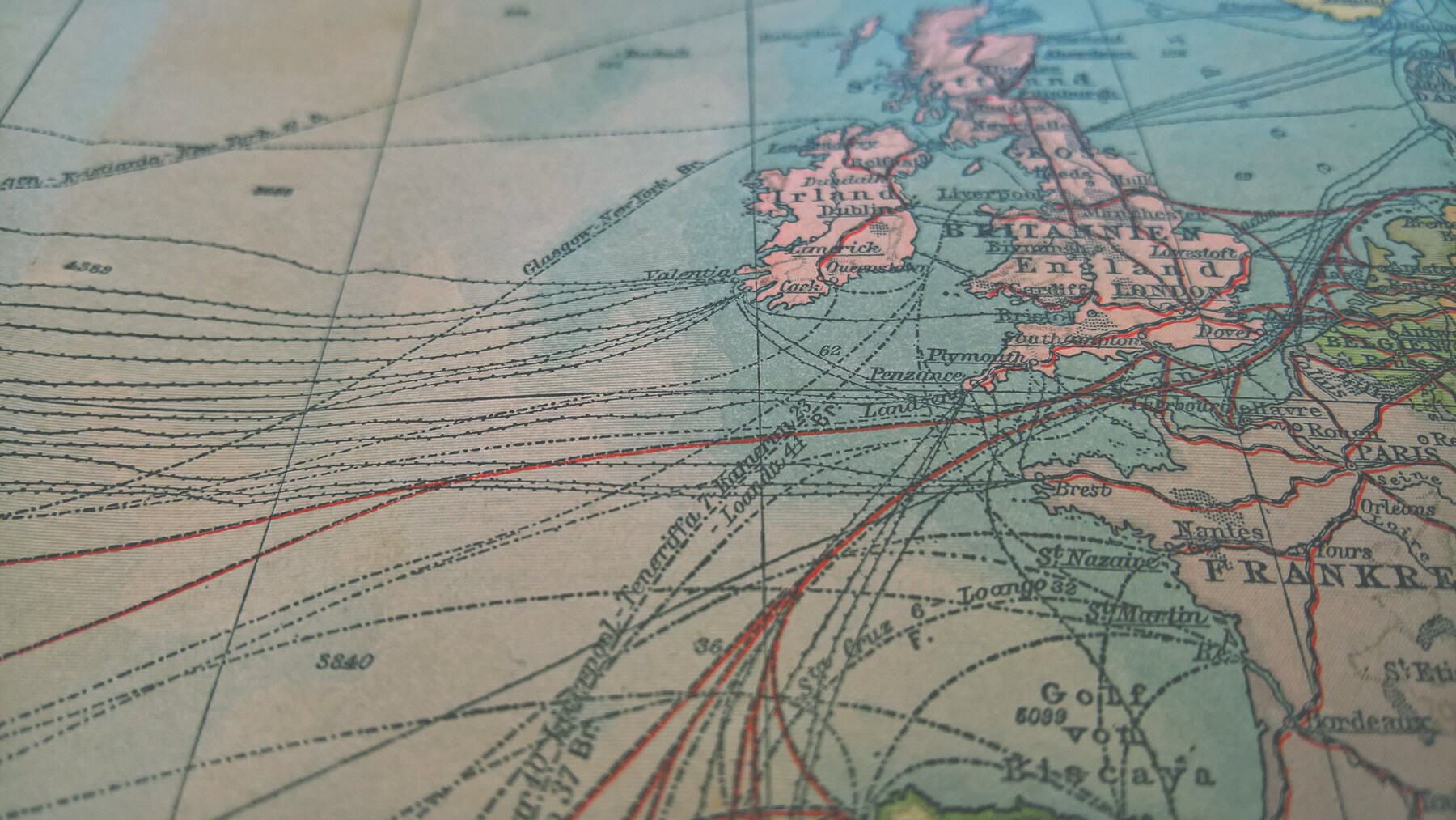 1901 Vintage Map of the Atlantic Ocean