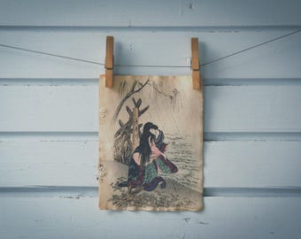 1904 Vintage Asagao Scene Illustration