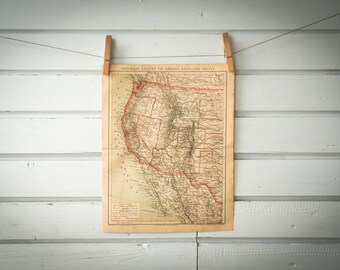 1887 Vintage West USA Map