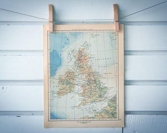 1956 Vintage United Kingdom Map