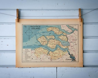 1941 Vintage Map of Dutch Zeeland Province