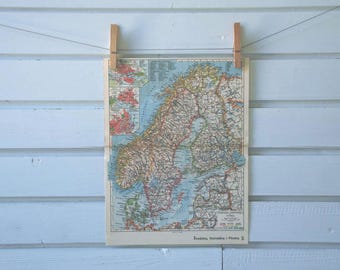1938 Vintage Scandinavia Map
