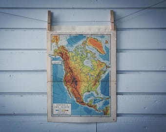 1950 Vintage North America Map