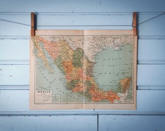 1937 Vintage Mexico Map