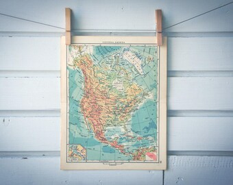 1956 Vintage North America Map
