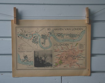 1941 Vintage Map of London Harbour