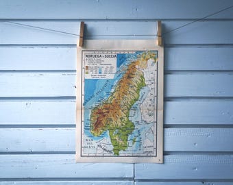 1946 Vintage Scandinavia Map