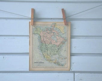 1896 Vintage North America Map