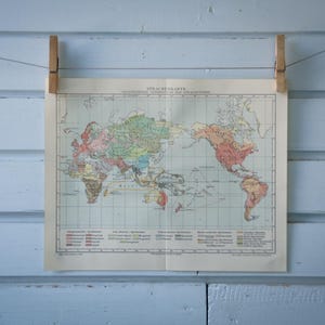 1907 Vintage Linguistic World Map