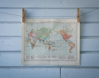 1907 Vintage Linguistic World Map