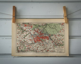 1907 Vintage Map of Dresden