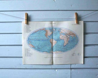 1963 Vintage Ocean Currents Map