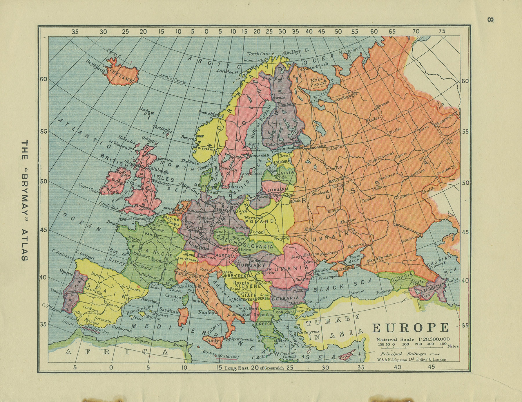1930s Vintage Map of Europe