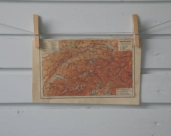 1912 Vintage Map of Switzerland