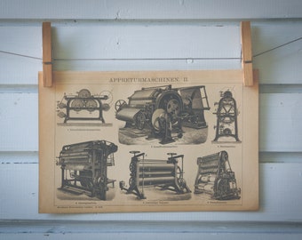 1893 Vintage Finishing Machines Lithograph Illustration