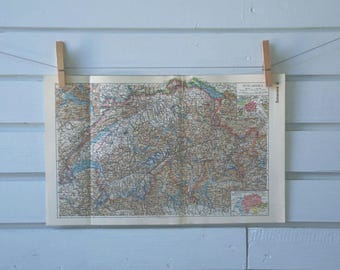 1938 Vintage Map of Switzerland