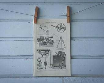 1907 Vintage Nautical Instruments Lithograph Illustration