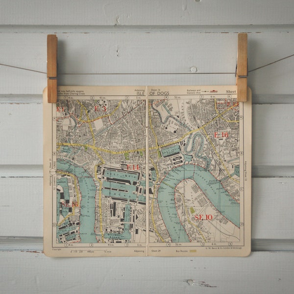 1950s Vintage Isle of Dogs Map