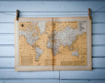 1941 Vintage World Map